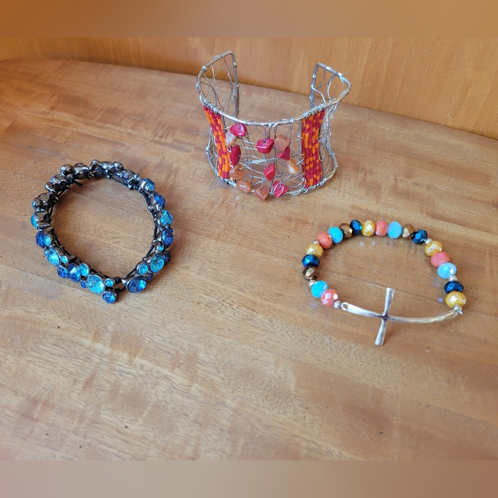 Trio of Unrelated Bracelets Boho Gypsy